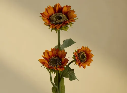 Faux Branched Sunflower Stem
