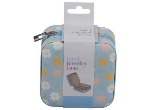 Floral Print Travel Jewelry Case with Zipper Closure