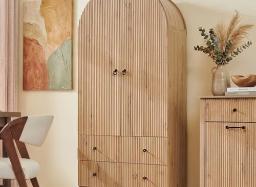 Fluted Arched Pantry Storage Cabinet