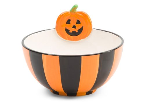 GOBLIN & GHOUL Striped Bowl With Pumpkin