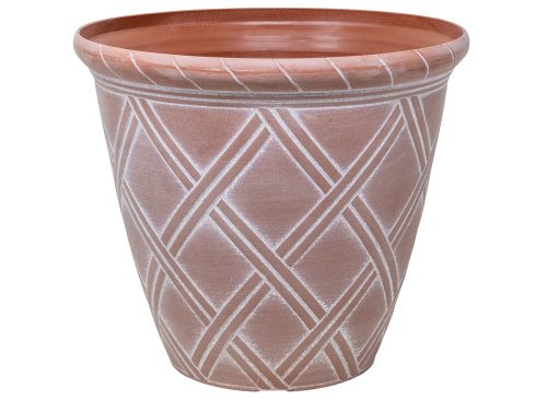 Garden Elements Decorative Lattice Round Terracotta Planter