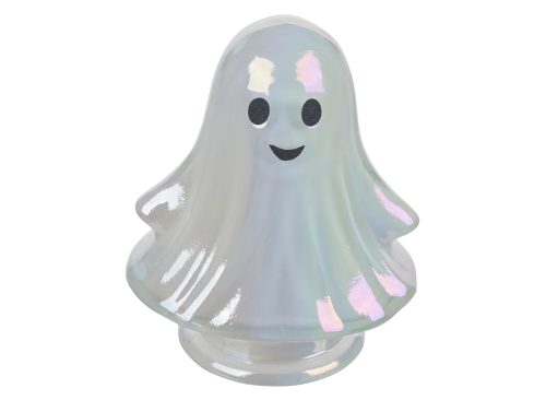 Halloween Iridescent Glass Ghost Large Tabletop Décor, 2 Assorted Colors