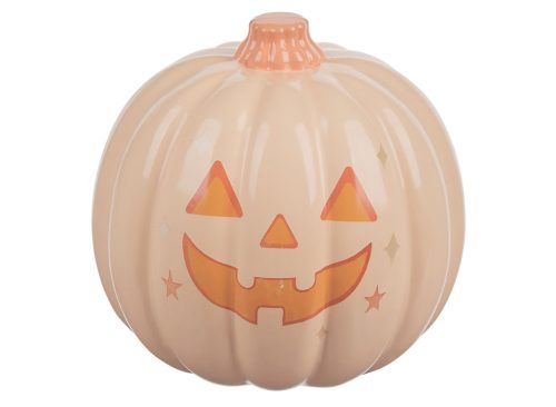Halloween Plastic Jack-o'-lantern Face Printed Orange Glossy Pumpkin Decor