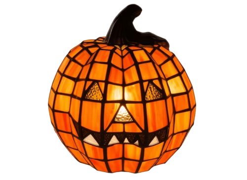 Halloween Pumpkin Lamp Tiffany Style Stained Glass Light Vintage Resin