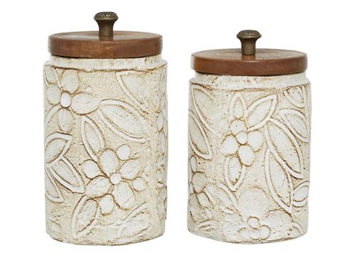 Harper & Willow White Dolomite Farmhouse Decorative Jars