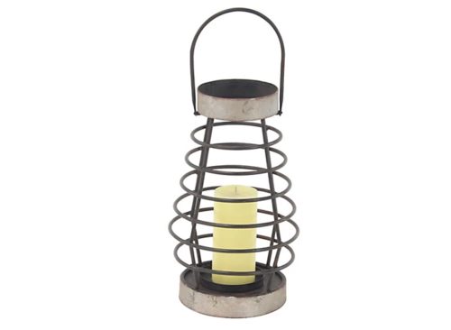 Harper & Willow Silver Iron Farmhouse Candle Holder Lantern
