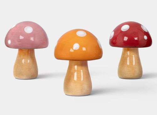 Harvest Ceramic Mushroom Critter Decorative Accent Set