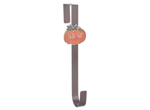 Harvest Metal Over-Door Wreath Hanger with 'Hello Fall' Pumpkin Decoration