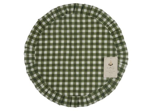 Holly Williams Fall Checks Pattern Round Placemat with Ruffle