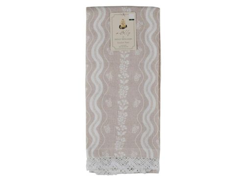 Holly Williams Tan Lace-Trimmed Kitchen Towel