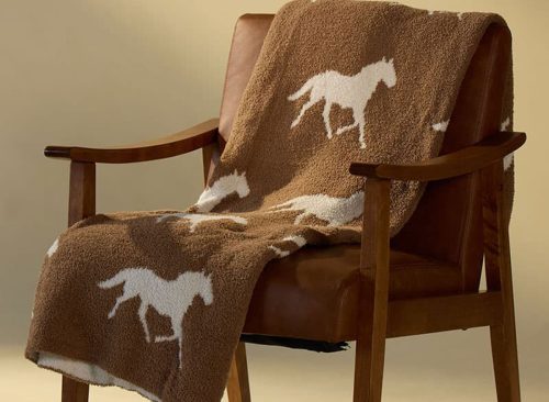 Horse Pattern Knit Throw