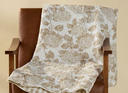 Hydrangeas Whole Cloth Quilted Throw