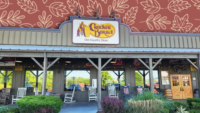 I Found 9 Cracker Barrel Fall Decor Pieces That Look Triple the Price. Pigeon Forge, TN, April 20, 2026, Cracker Barrel restaurant front entrance, exterior, company logo, old timer logo