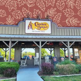 I Found 9 Cracker Barrel Fall Decor Pieces That Look Triple the Price. Pigeon Forge, TN, April 20, 2026, Cracker Barrel restaurant front entrance, exterior, company logo, old timer logo