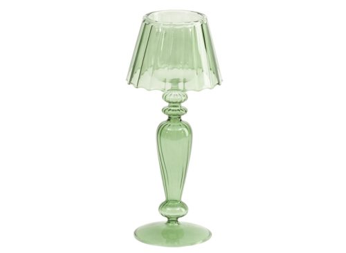 JP GLASSWARE 10x4.25in Glass Tea Light Table Lamp Candle Holder