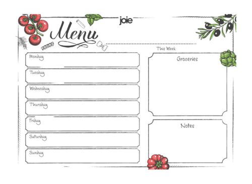 Joie White Magnetic Meal Planner