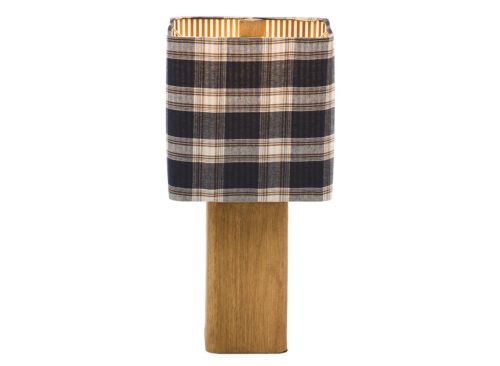 KARMA HOME 18in Plaid Shade Faux Wood Table Lamp