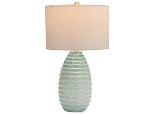 Kirkland's Home Soft Blue Reactive Rippled Ceramic Table Lamp