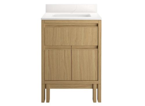 Kohler Solive Bathroom Vanity with Sink and Quartz Top in Oak