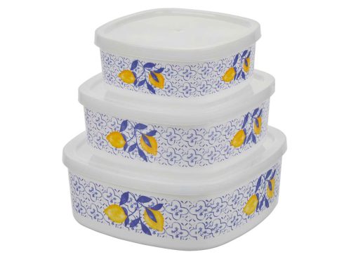 Lemon Print Square Food Storage Container, 3 pc