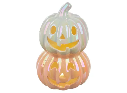 Light-Up Ceramic Iridescent Pumpkin Decor