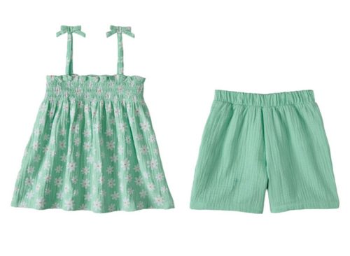 Lily & Dan/ L&D Children's Green Daisy 2pc Set - XS