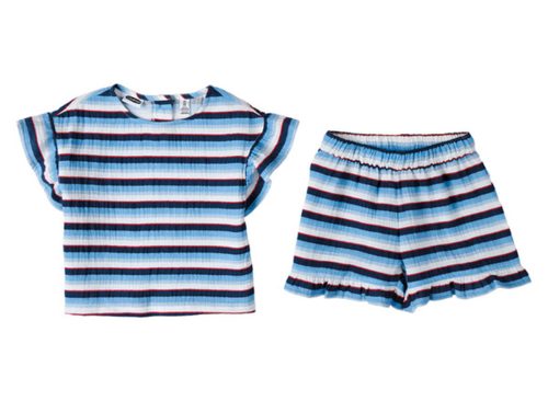  Lily & Dan/ L&D Toddler Americana Set - Girls Horizontal Stripe Set XS