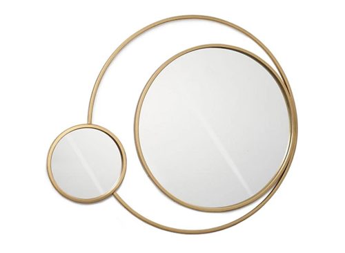 LuxenHome Orbit Modern Gold Metal Frame Round Wall Mirror