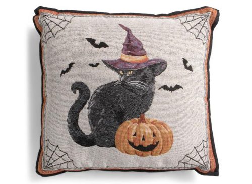 MARTHA STEWART 18x18 Witch Cat Tapestry Pillow