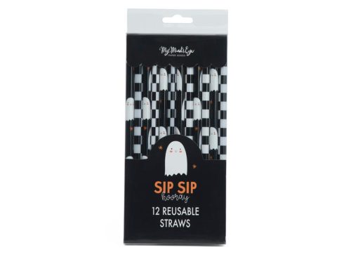 MY MINDS EYE 12ct Ghosts And Checks Reusable Straws