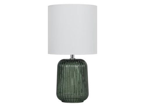 Mainstays Green Glass Table Lamp with White Linen Shade