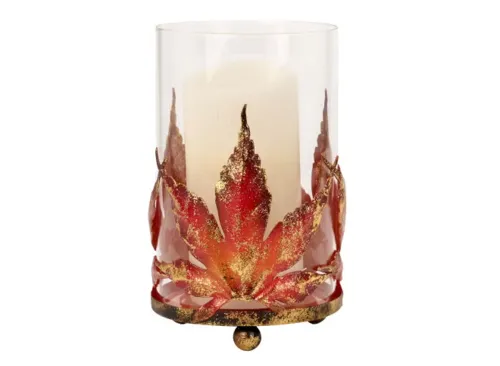 Maple Leaf Glass Hurricane Candle Holder Maple Leaf Glass Hurricane Candle Holder