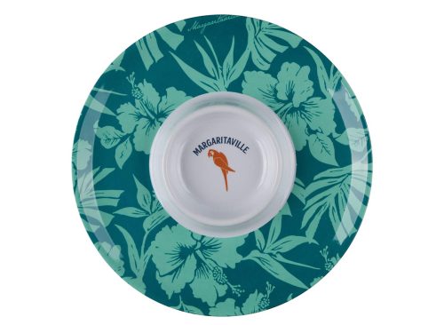 Margaritaville Tropical Teal Floral Printed Chip and Dip Serving Tray