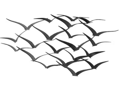 Metal Black Sleek Flying Flock Of Bird Wall Decor