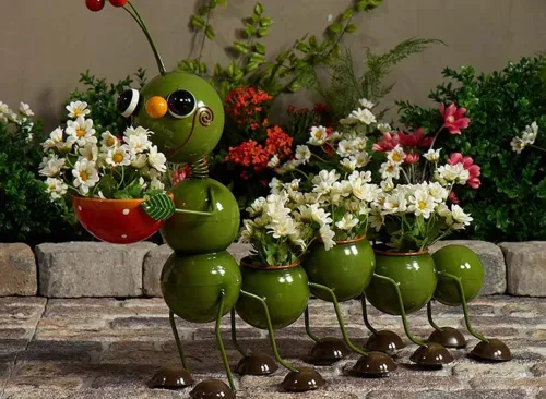 Metal Caterpillar Planter