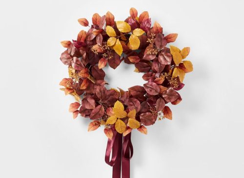 Mixed Fall Leaf Wreath Threshold designed with Studio McGee