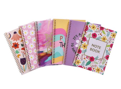 Office Hub Fashion Spiral Notebook, 5x7 in, 6 Assorted Designs