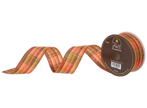 Orange Plaid Wired Edge Ribbon