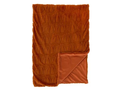 Orange Tonal Pumpkin Plush Throw