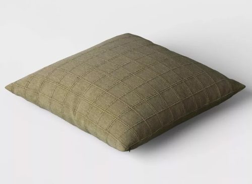 Oversized Woven Washed Windowpane Square Throw Pillow