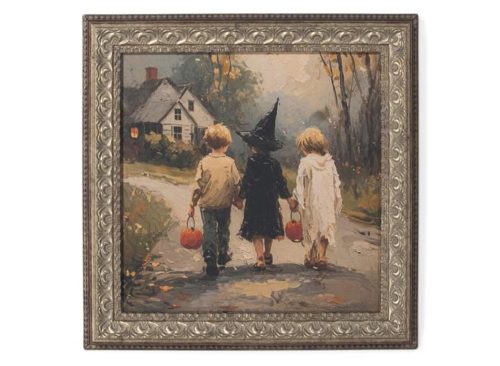 PETAL LANE 12x12 Trick Or Treat Walk Home Wall Art