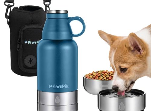 PawsPik Travel 3 in 1 Dog Water Bottle And Bowl with Travel Carrier