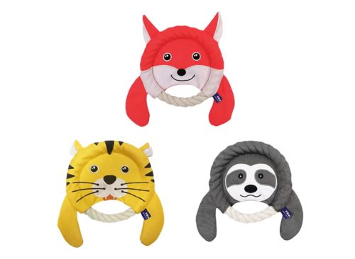 PawsPik Woodland Safari Trio 2 in 1 Flying Disc and Tug Dog Toy Combo