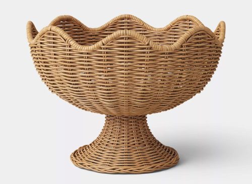 Rattan Scalloped Rim Centerpiece Decorative Bowl Natural - Threshold