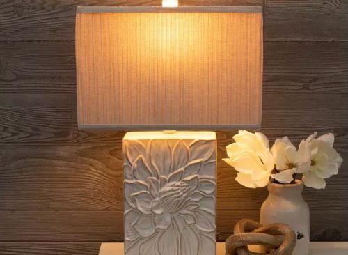 Rectangular White Flower Lamp