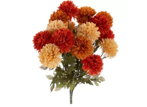 Red Orange and Cream Ball Mum Bush