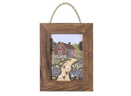 Red-Shed-Farmhouse-Print-Chickens-Framed-Wall-Art