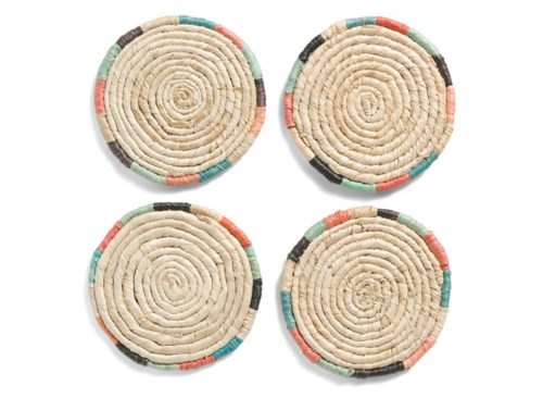 Round Coiled Raffia Coasters Set