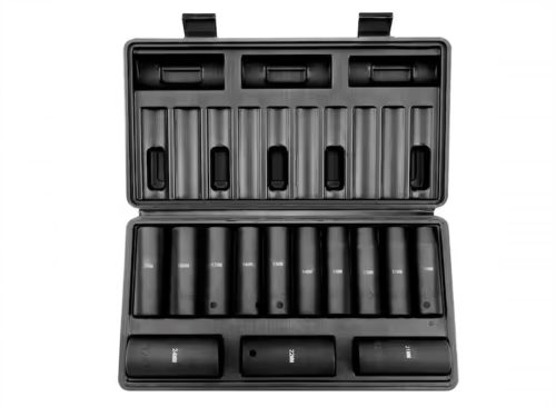 SKYSHALO Half-Inch Drive Impact Socket Set—13 Piece, Deep, Metric 10-24mm