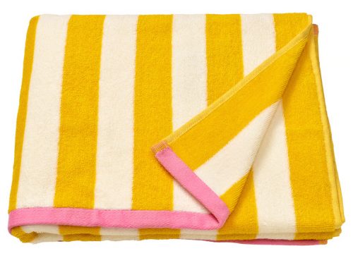 SLÅNHÖSTMAL Bath towel, white/yellow stripe